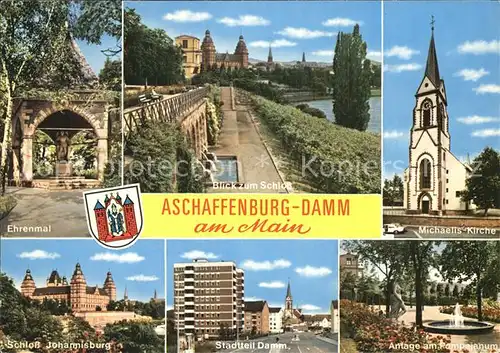 Aschaffenburg Main Ehrenmal Michaeliskirche Stadtteil Damm Pompejanum Schloss Kat. Aschaffenburg