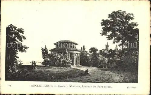 Ancien Paris Barriere Monceau Rotonde du Parc actuel Kuenstlerkarte Kat. Paris