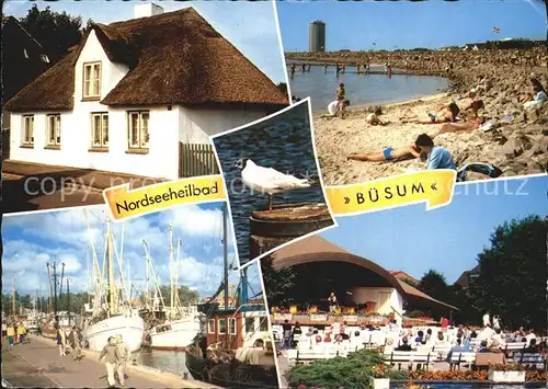 Buesum Nordseebad Altes Reetdachhaus Strand Fischereihafen Musikpavillon Kat. Buesum