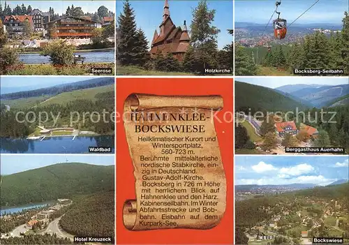 Hahnenklee Bockswiese Harz Seerose Waldbad Hotel Kreuzeck Bocksberg Seilbahn Kat. Goslar