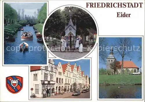 Friedrichstadt Eider Kanal Schleuse Folklore Kirche Strassenpartie Kat. Friedrichstadt