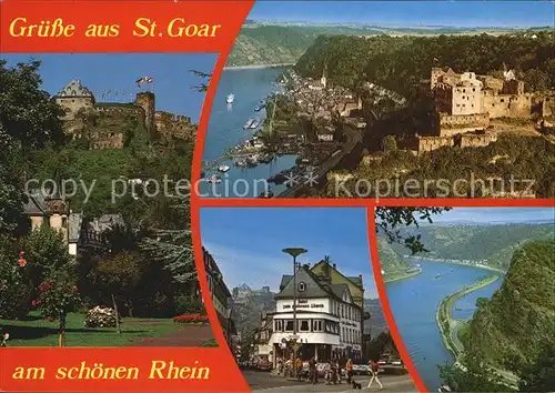 St Goar Rhein Burg Fliegeraufnahme Hotel zum goldenen Loewen Loreley Kat. Sankt Goar