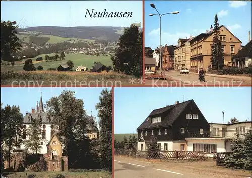 Neuhausen Marienberg Panorama Bahnhofstr Schloss Purschenstein Ferienheim Dachsbaude Kat. Marienberg