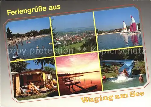 Waging See Strand Kurhaus Panorama Campingplatz Morgenstimmung Luna Park Kat. Waging a.See