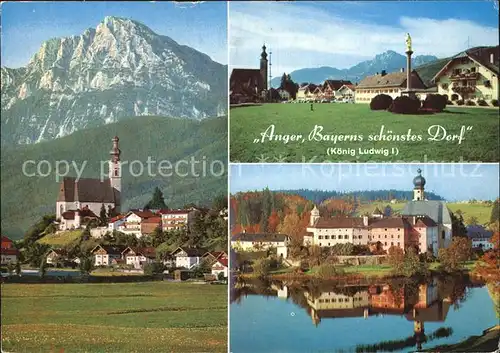Anger Chiemgau mit Hohe Laube Dorfplatz Kloster Hoeglwoerth mit See