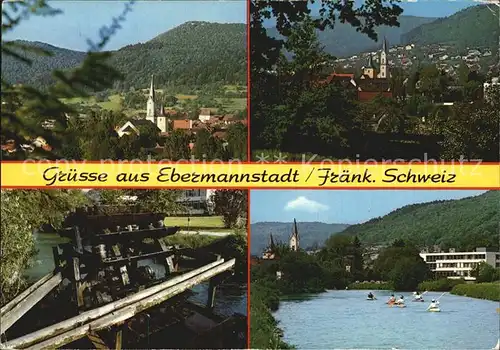 Ebermannstadt Panorama Wasserrad Flusspartie Kat. Ebermannstadt