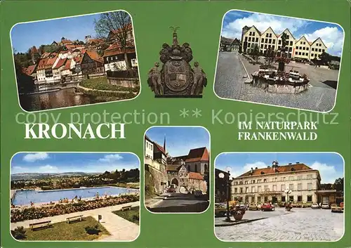 Kronach Oberfranken Teilansicht Markt Brunnen Schwimmbad Rathaus Kat. Kronach