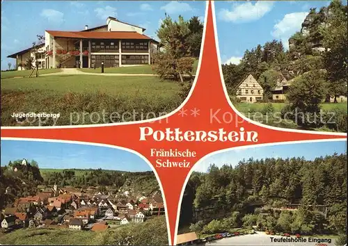 Pottenstein Oberfranken Jugendherberge Panorama Teufelshoehle Eingang Kat. Pottenstein