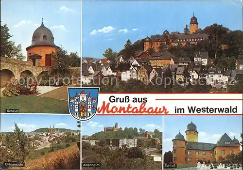 Montabaur Westerwald Schloss Ortsblick Panorama Altenheim Kat. Montabaur