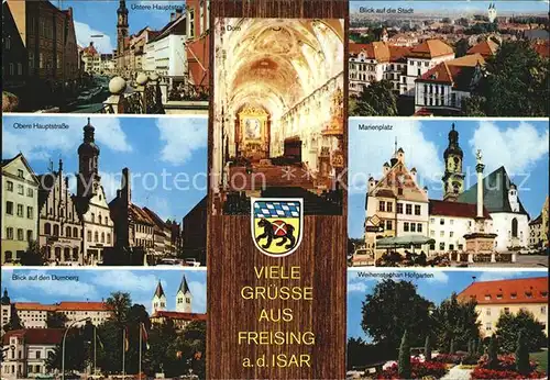 Freising Oberbayern Untere und Obere Hauptstrasse Stadtblick Marienplatz Dombergblick Weihenstephan Hofgarten Kat. Freising