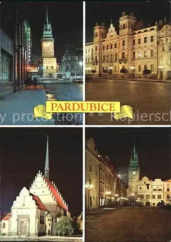 Pardubice Pardubitz Ortspartien bei Nacht Kat. Pardubice