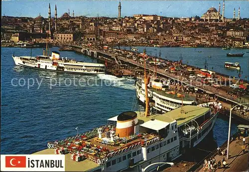 Istanbul Constantinopel Galatabruecke Neue Moschee Sueleymaniye Moschee Passagierschiff Kat. Istanbul