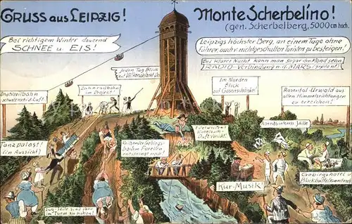 Leipzig Aussichtsturm Monte Scherbelino Kuenstlerkarte Kat. Leipzig