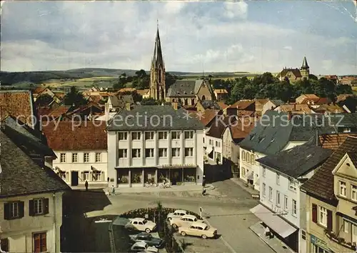 Bad Sobernheim Marktplatz mit Kath Kirche und Haus Huettenberg Kat. Bad Sobernheim