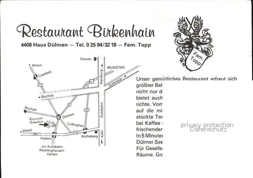 Duelmen Restaurant Birkenhain Gastraeume Theke Kat. Duelmen