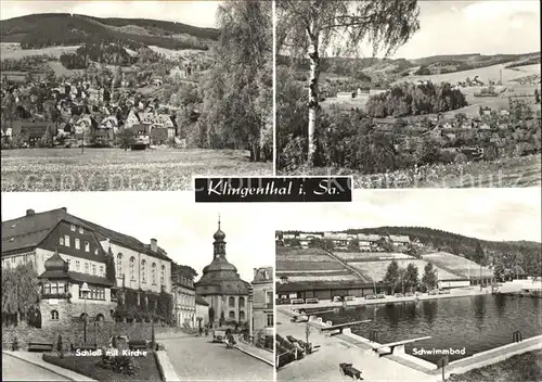 Klingenthal Vogtland Schloss Kirche Schwimmbad  Kat. Klingenthal Sachsen