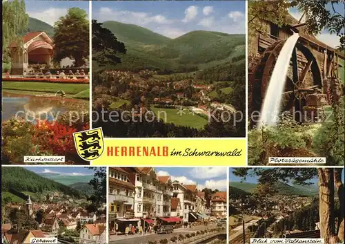 Herrenalb Bad Kurkonzert Panorama Schwarzwald Plotzsaegemuehle Wasserrad Falkenstein Ortsansicht Kat. Bad Herrenalb
