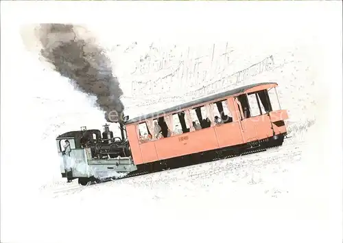 Brienz Rothornbahn Gouache Uli Colombi  Kat. Eisenbahn