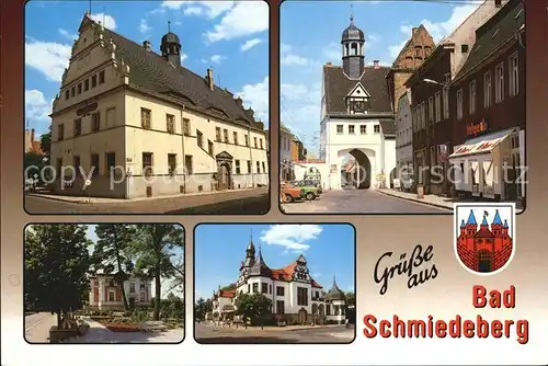 Bad Schmiedeberg Rathaus Au Tor mit Heimatstube Haus Bismarck Kurhaus Kat. Bad Schmiedeberg Duebener Heide