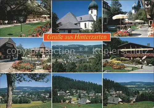 Hinterzarten Park Kirche Strassencafe Markt Panorama Teilansichten Kat. Hinterzarten