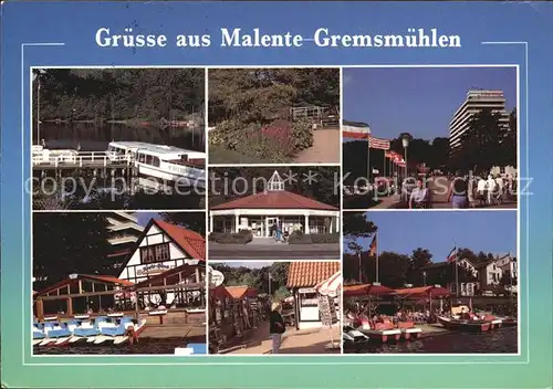 Malente Gremsmuehlen Bootsanleger Park Strassenpartie Gasthaus Pavillon Bootsliegeplatz Kat. Malente