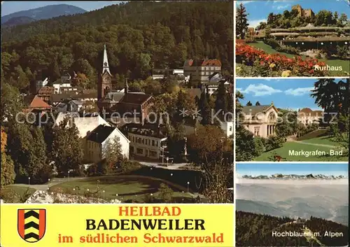 Badenweiler Ortsblick Kurhaus Markgrafen Bad Hochblauen Kat. Badenweiler