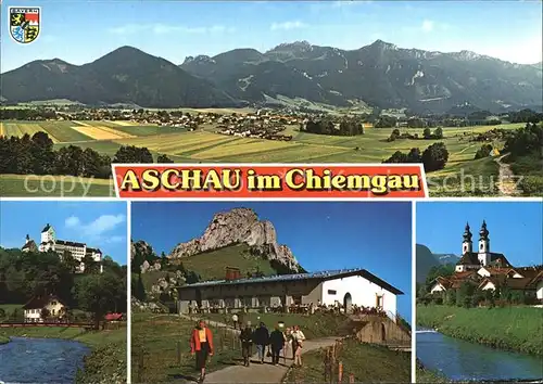 Aschau Chiemgau Panorama Schloss Berggasthof Kampenwand Kirche Kat. Aschau i.Chiemgau