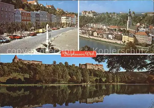 Burghausen Oberbayern Strassenpartie Brunnen Teilansicht Schloss