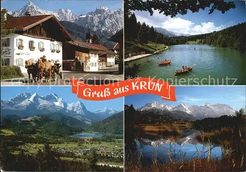 Kruen Dorfstrasse Pferdewagen Barmsee Wetterstein Grubsee Karwendel Kat. Kruen