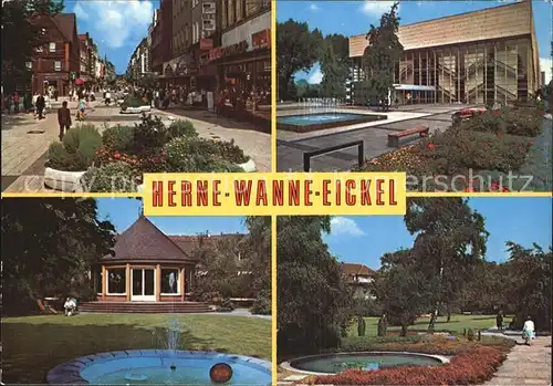 Wanne Eickel Fussgaengerzone Kurhaus Pavillon Brunnen Park Kat. Herne