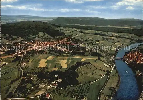 Gailingen Fliegeraufnahme mit Schloss Rheinsburg Kat. Gailingen am Hochrhein