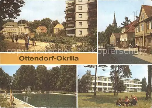 Ottendorf Okrilla Teilansicht mit Zwoelfeckhaus Schwimmbad Polytechnische Oberschule Kat. Ottendorf Okrilla