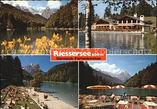 Riessersee Zugspitzgruppe Badestelle Terrasse Kat. Garmisch Partenkirchen