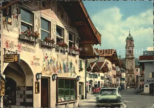 Mittenwald Bayern Obermarkt und Pfarrkirche  Kat. Mittenwald