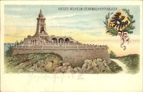 Kyffhaeuser Kaiser Wilhelm Denkmal Sammelpostkarte des Deutschen Kriegerbundes Litho Kat. Bad Frankenhausen