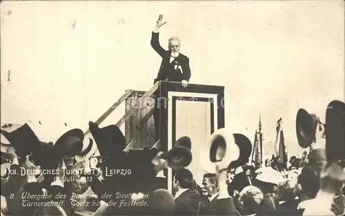 Leipzig 12. Deutsches Turnfest uebergabe des Banners Festrede Offizielle Festpostkarte Originalaufnahme Kat. Leipzig