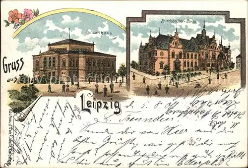 Leipzig Konzerthaus Buchhaendlerboerse Litho Kat. Leipzig