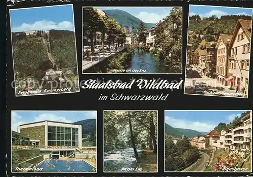 Wildbad Schwarzwald Bergbahn Sommerberg Enzpartie Thermalbad Olgastrasse Kat. Bad Wildbad