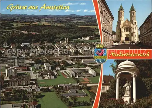 Amstetten Niederoesterreich Fliegeraufnahme Herz Jesu Kirche Statue des hl Nepomuk Kat. Amstetten