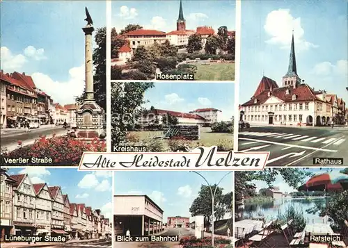 Uelzen Lueneburger Heide Veersser Strasse Lueneburger Strasse Bahnhof Kreishaus Rosenplatz Rathaus Kat. Uelzen