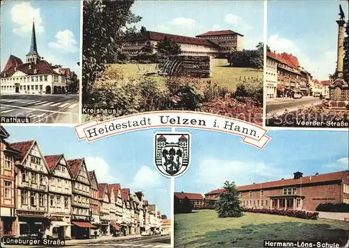 Uelzen Lueneburger Heide Rathaus Lueneburger Strasse Hermann Loens Schule Veersser Strasse Kreishaus Kat. Uelzen