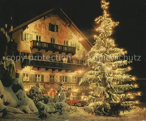 Kochel See Hotel Gasthof zur Post im Weihnachtskleid Kat. Kochel a.See