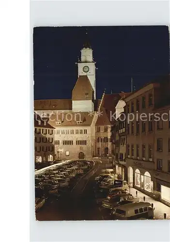 ueberlingen Bodensee Kneipp Heilbad Hofstatt Rathaus Muenster Nachtaufnahme Kat. ueberlingen
