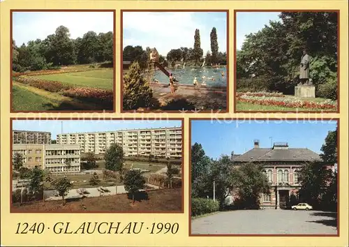 Glauchau Rosarium Freibad Agricola Denkmal Kat. Glauchau