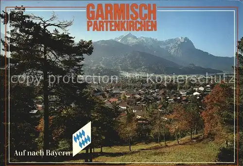 Garmisch Partenkirchen mit Alpspitze Zugspitze Waxensteine Kat. Garmisch Partenkirchen