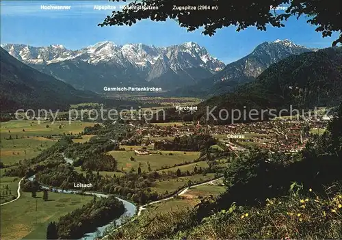 Garmisch Partenkirchen Tal der Loisach mit Wettersteingebirge Kat. Garmisch Partenkirchen