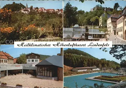 Lindenfels Odenwald Panorama Teilansicht Burg Kurkonzert Schwimmbad Kat. Lindenfels