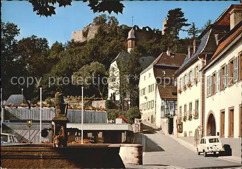 Lindenfels Odenwald Dorfpartie mit Burgruine Kat. Lindenfels