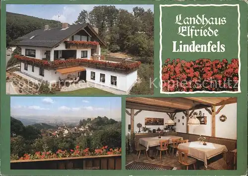 Lindenfels Odenwald Landhaus Elfriede Gaststube Panorama Kat. Lindenfels