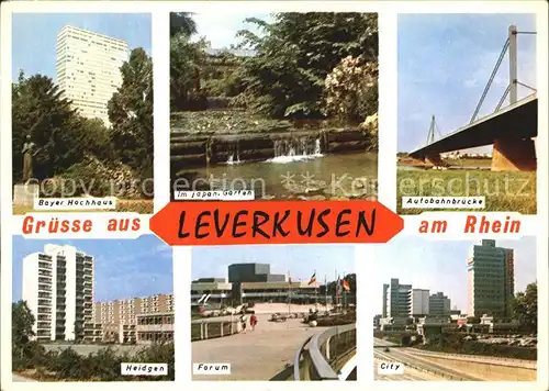 Leverkusen Bayer Hochhaus Japan Garten Autobahnbruecke Heidgen Forum City Kat. Leverkusen